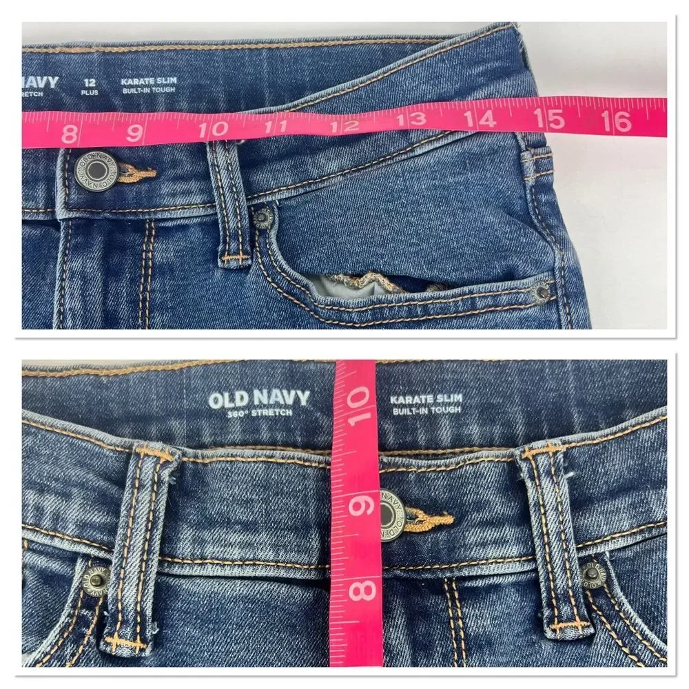 Old Navy Karate Slim 360 Stretch Jeans Boys Size 12 Plus Adjustable Medium Wash‎